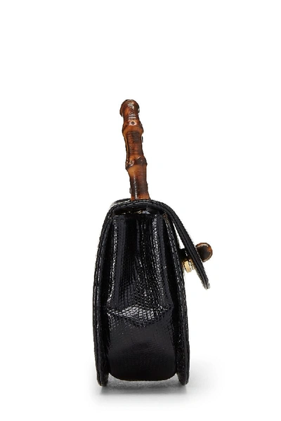 Pre-owned Gucci Black Lizard Bamboo Bag Mini