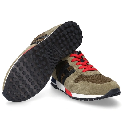 Shop Hogan Low-top Sneakers H383 Logo Black Olive Red In Green
