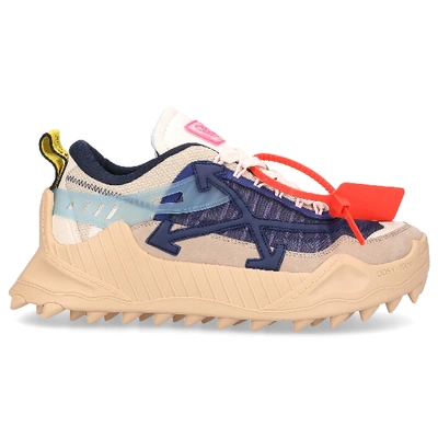 Shop Off-white Low-top Sneakers Odsy-1000 Mesh Nappa Leather Logo Blue-combo In Beige,blue