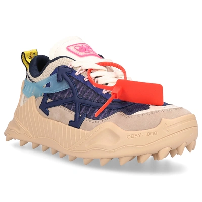 Shop Off-white Low-top Sneakers Odsy-1000 Mesh Nappa Leather Logo Blue-combo In Beige,blue