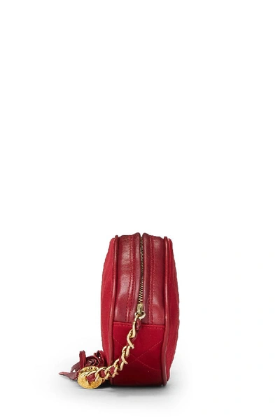 Pre-owned Chanel Red Satin Oval Pouch