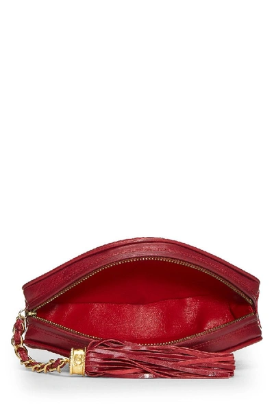 Pre-owned Chanel Red Satin Oval Pouch