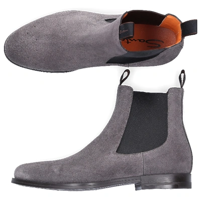 Shop Santoni Chelsea Boots 14552 In Grey