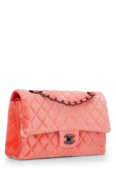 Pre-owned Chanel Orange Velvet Double Flap Shoulder Bag