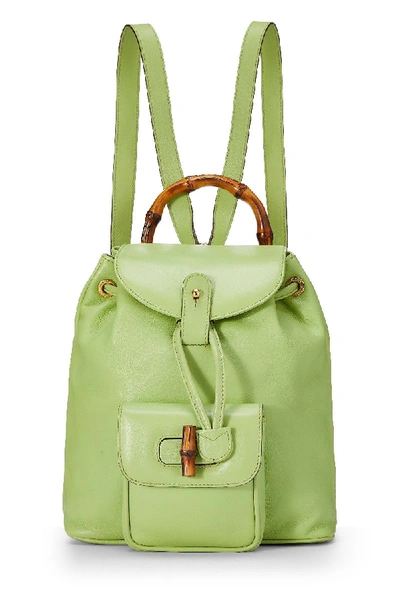 Pre-owned Gucci Green Leather Bamboo Backpack Mini