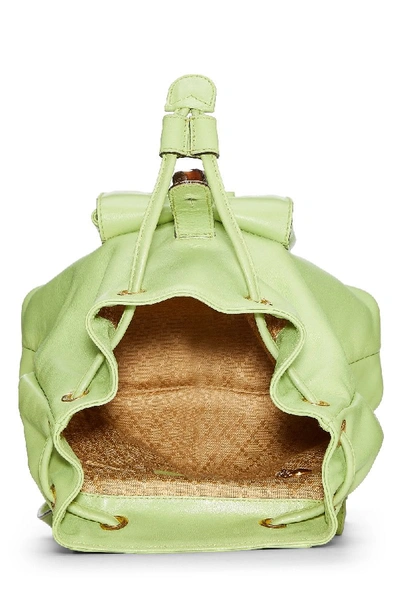 Pre-owned Gucci Green Leather Bamboo Backpack Mini