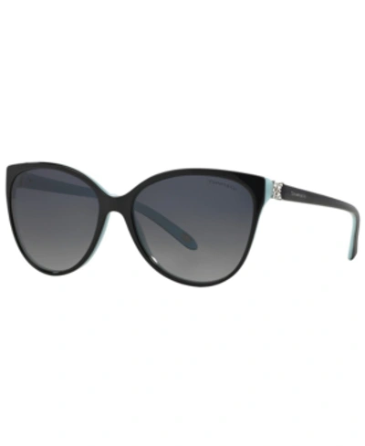 Shop Tiffany & Co Polarized Sunglasses, Tf4089bp In Black/blue/polar Grey Gradient