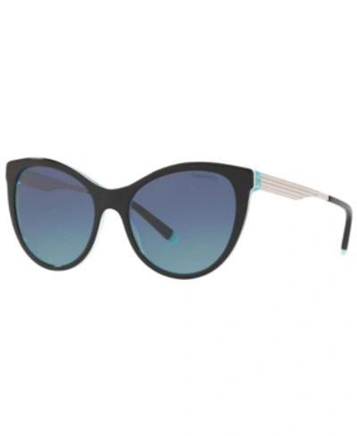 Shop Tiffany & Co Sunglasses, Tf4159 55 In Black/crystal Blue/azure Gradient Blue