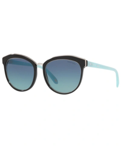 Shop Tiffany & Co Sunglasses, Tf4146 56 In Black/azure Gradient Blue