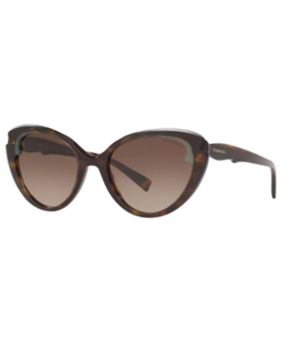 Shop Tiffany & Co Sunglasses, Tf4163 54 In Crystal Blue On Havana/brown Gradient