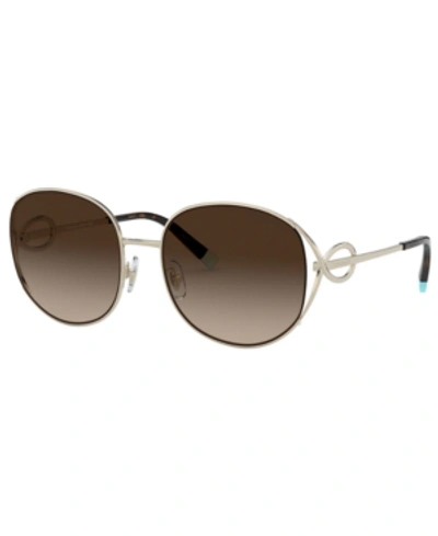 Shop Tiffany & Co Sunglasses, Tf3065 56 In Pale Gold/brown Gradient