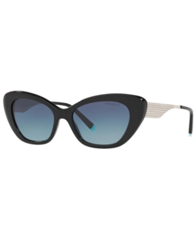 Shop Tiffany & Co Sunglasses, Tf4158 54 In Black/azure Gradient Blue