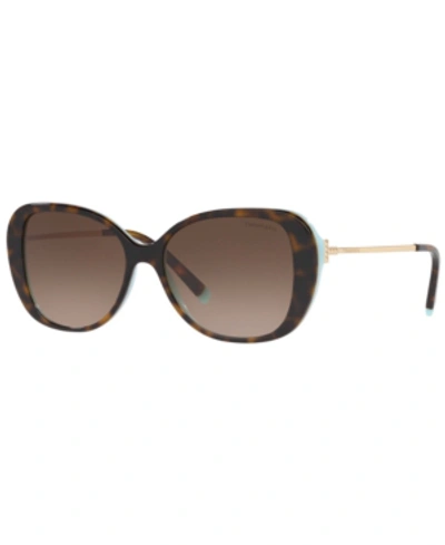 Shop Tiffany & Co Sunglasses, Tf4156 55 In Havana/blue/brown Gradient