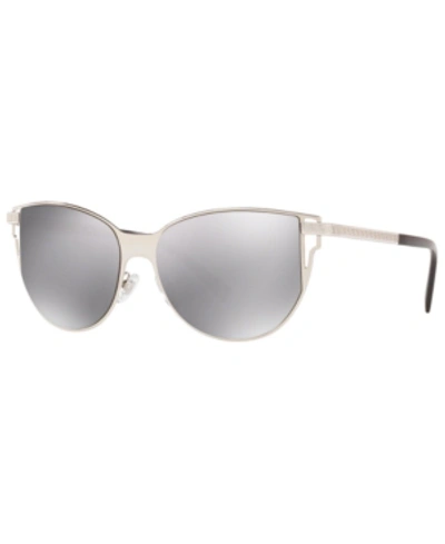 Shop Versace Sunglasses, Ve2211 56 In Silver/light Grey Mirror Silver
