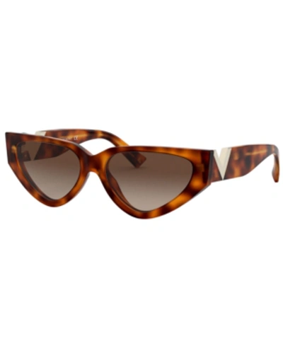 Shop Valentino Sunglasses, Va4063 54 In Light Havana/gradient Brown