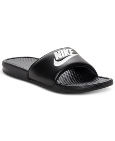 Shop Nike Men's Benassi Just Do It Slide Sandals From Finish Line In Black/black/black C/o