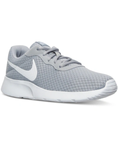 Shop Nike Men's Tanjun Casual Sneakers From Finish Line In Wolf Grey/white