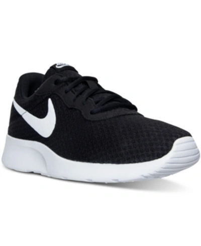 Shop Nike Men's Tanjun Casual Sneakers From Finish Line In Black/white
