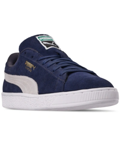 Shop Puma Men's Suede Classic Casual Sneakers From Finish Line In Peacoat Navy/white