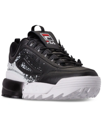 Shop Fila Men's Disruptor Ii Splatter Casual Athletic Sneakers From Finish Line In Black/white Splatter