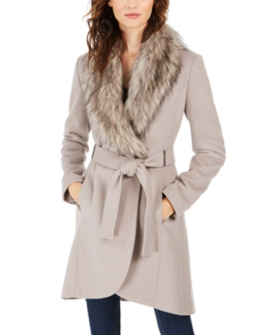 Calvin klein faux 2025 fur wrap coat