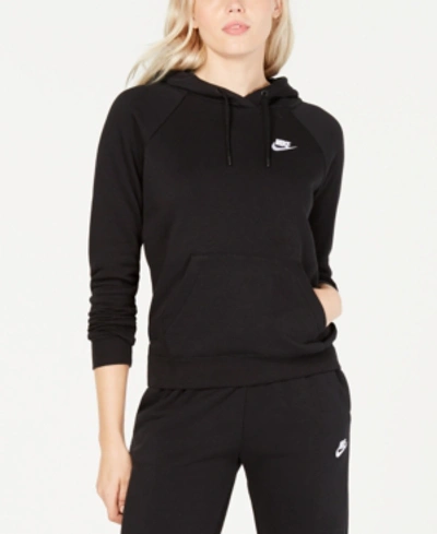 Shop Nike Women's Sportswear Essential Fleece Hoodie In Black/white