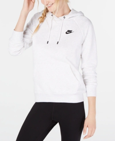 Shop Nike Women's Sportswear Essential Fleece Hoodie In Birch Heather/black