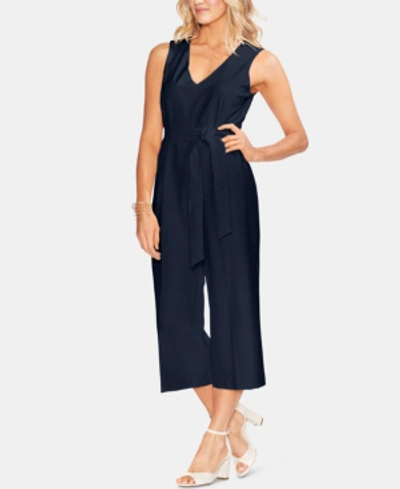 Shop Vince Camuto Belted Cropped Jumpsuit In Classic Navy