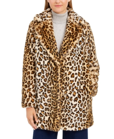Shop Calvin Klein Leopard-print Faux-fur Coat