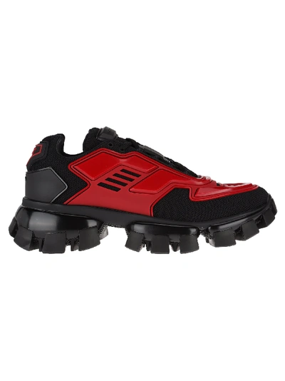 Shop Prada Cloudbust Thunder Sneakers In Red + Black