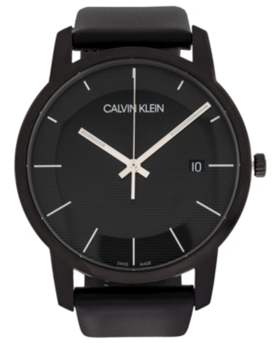 Shop Calvin Klein Unisex City Black Leather Strap Watch 43mm