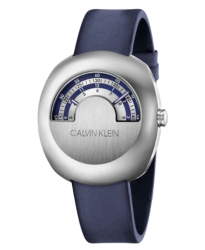 Shop Calvin Klein Unisex Glimpse Blue Leather Strap Watch 42mm