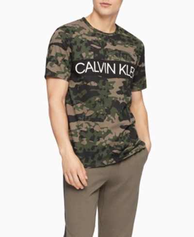 Shop Calvin Klein Men's Camo Cotton T-shirt In Chili Pepper
