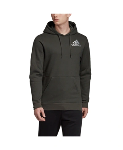 Shop Adidas Originals Men's Metallic Badge Of Sport Fleece Pullover Sweatshirt In Dark Green
