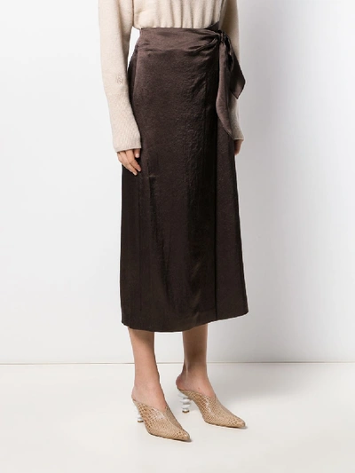 Shop Nanushka Satin Long Skirt In Brown