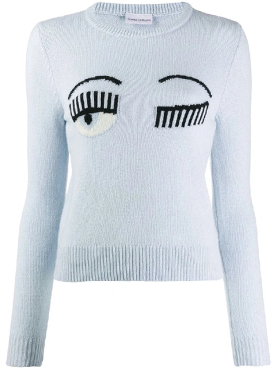 Shop Chiara Ferragni Flirting Eyes Sweater In Blue