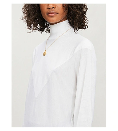 Shop Theory High-neck Wool-blend Jumper In Ivory