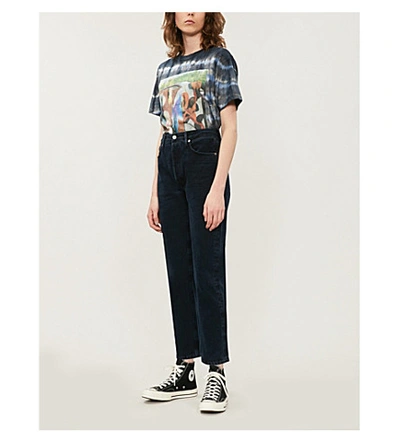 Shop Agolde Riley Straight High-rise Jeans In Satelite