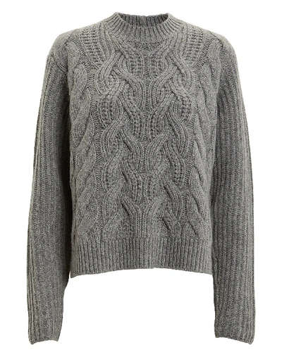 Shop Helmut Lang Lambswool Cable Knit Sweater In Grey