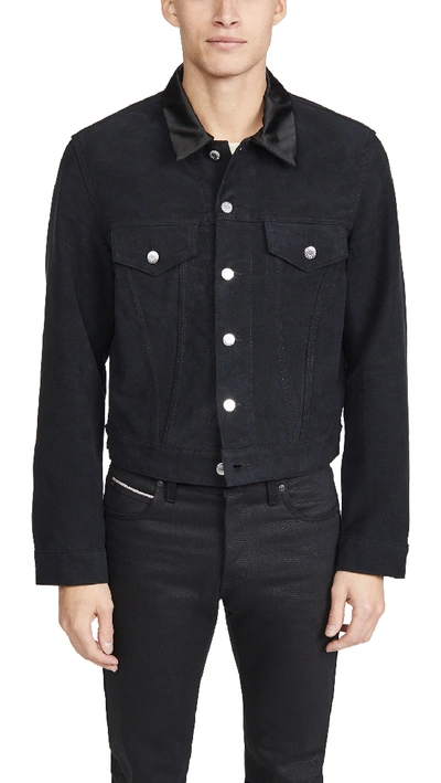 Shop Helmut Lang Moleskin Masc Trucker Jacket In Black