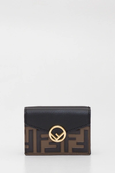 Shop Fendi Micro Tri-fold Wallet In Nero