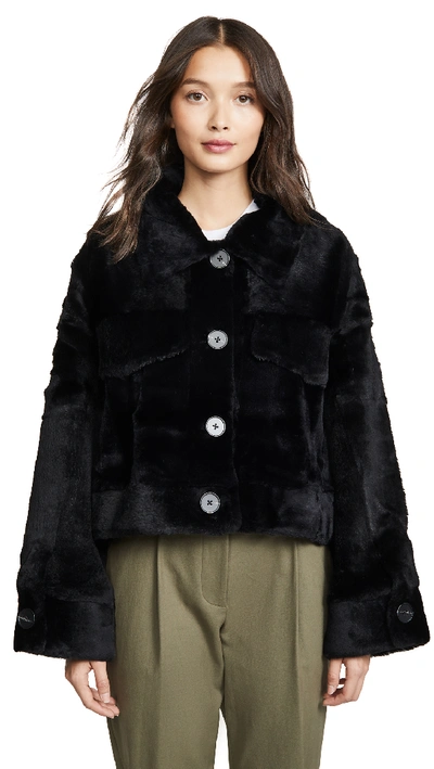 Shop Adrienne Landau Rabbit Jacket In Black