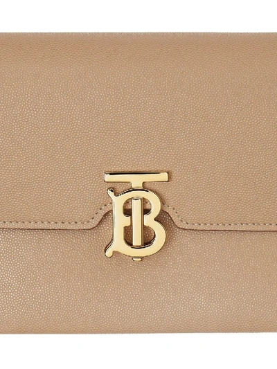 Shop Burberry Small Monogram Motif Leather Crossbody Bag In Neutral