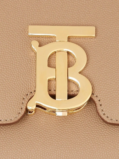 Shop Burberry Small Leather Tb Bag In Neutral