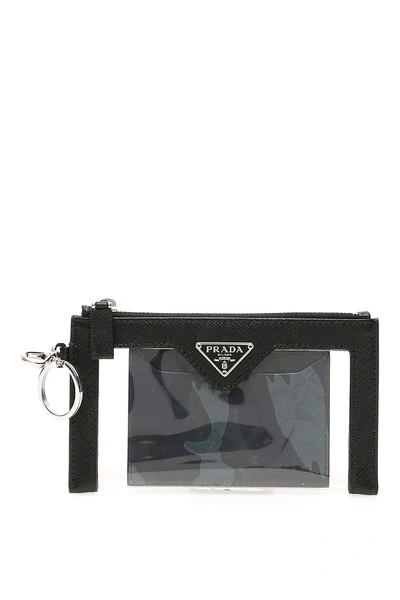 Shop Prada Key Pouch In Nero Fumo Camouflage (black)