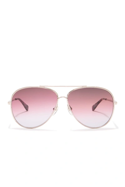 Shop Longchamp 61mm Aviator Sunglasses In Rose Gold