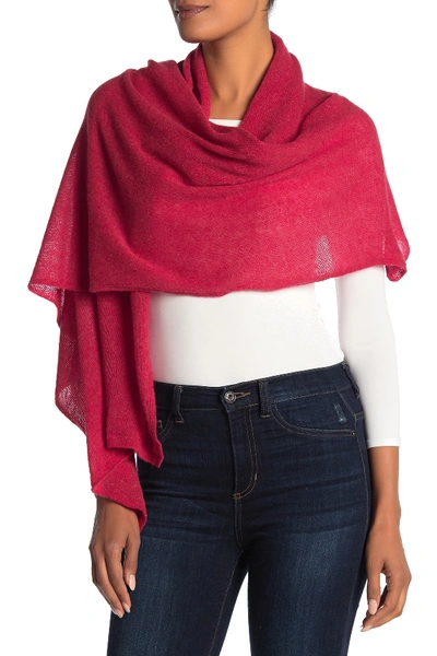 Shop Portolano Lightweight Lambswool Blend Rolled Edge Wrap In Strawberry