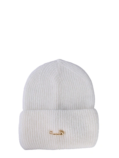 Shop Versace Knitted Hat In White