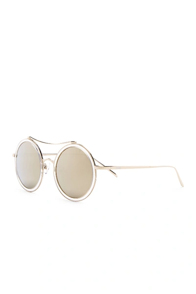 Shop Aqs Xo 50mm Round Browbridge Sunglasses In Silver-clear