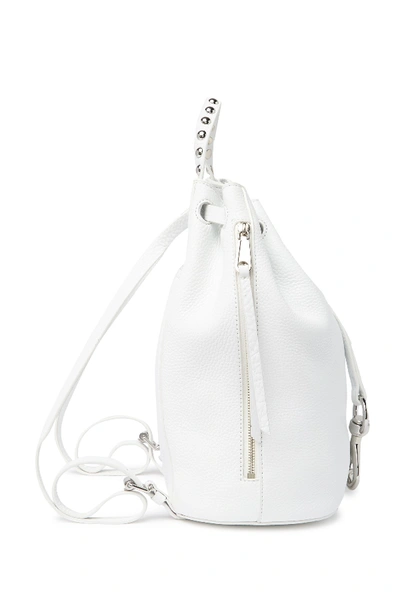 Shop Rebecca Minkoff Blythe Drawstring Leather Backpack In Optic White